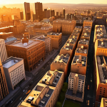 Golden Hour Cityscape**

"A cityscape during the golden hour, bathed in warm, golden light. Long shadows stretch across the buildings, with a wide aperture emphasizing the soft, dreamy atmosphere. Capture the vibrant colors and the sense of tranquility."

**