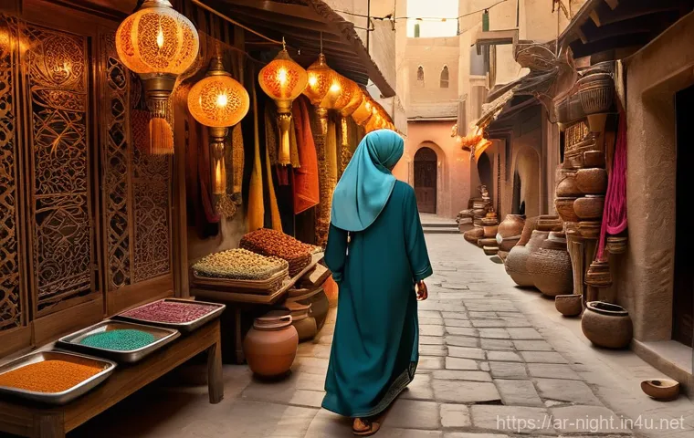 야경 데이트 추천 - **Prompt:** A young, diverse couple, dressed in modest, elegant traditional Arabic attire (the woman...