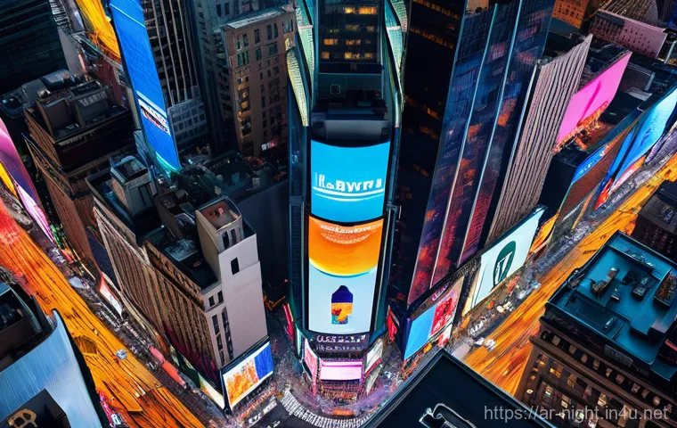 야경 명소 역사와 배경 - **A vibrant, high-angle panoramic shot of Times Square in New York City at night.** The scene is ali...