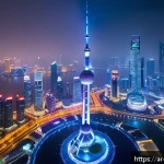 Home 18 상하이 동방명주 야경 - A panoramic nighttime view from the circular observation deck of the Oriental Pearl Tower in Shangha...